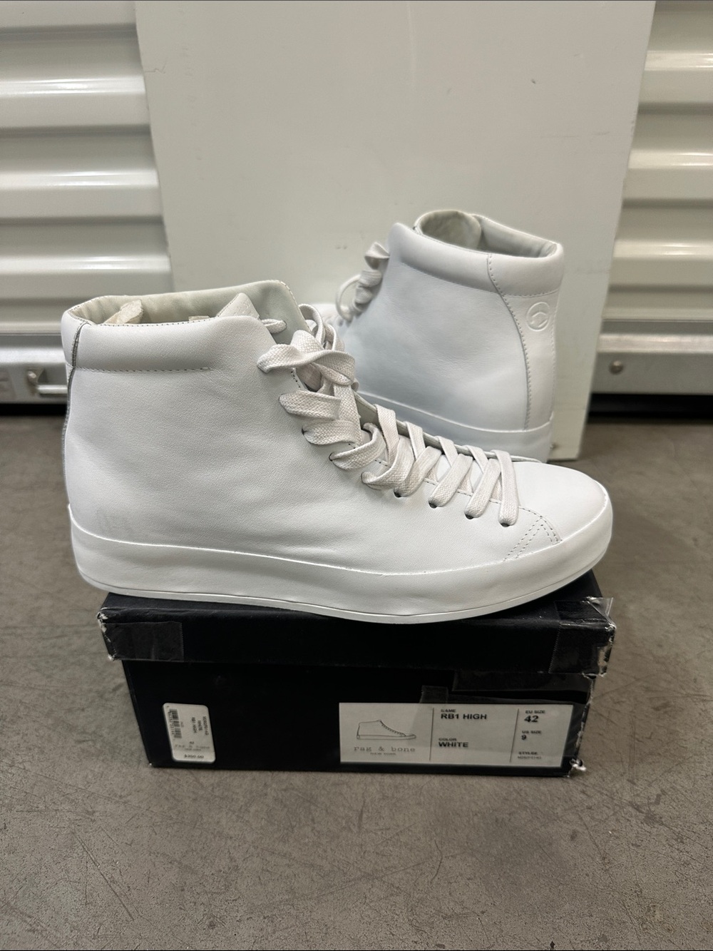 rag & bone White High-Top Leather Sneakers